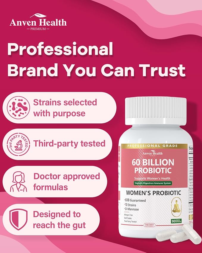 Women’s Total Probiotic Bundle – 60B Daily Probiotics for Gut &amp Immune Health + Menopause Support with Herbal Blend &amp Vitamins