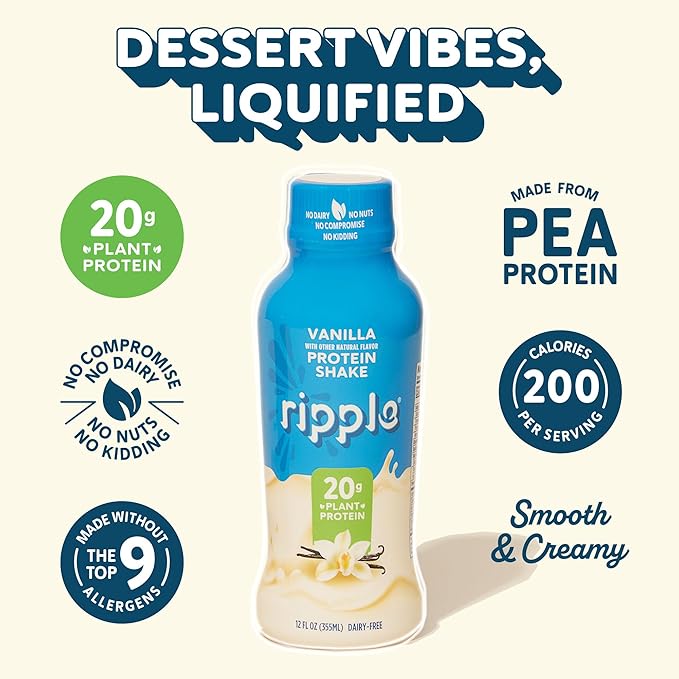 Ripple 12 oz Protein Shakes (12 Fl Oz (Pack of 12) Variety Pack (Chocolate and Vanilla))