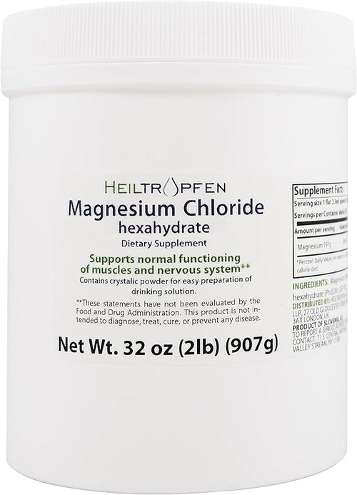 2 Pounds Magnesium Chloride Hexahydrate | Pharmaceutical Grade Ingredients | Third-Party Tested | Crystal Powder | Pure Ph. EUR. BP USP 100% | Heiltropfen®