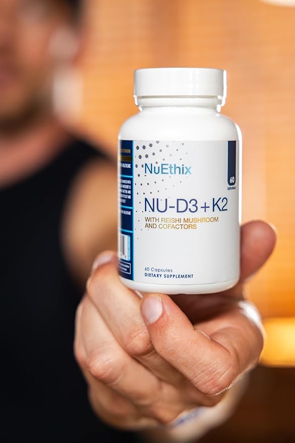 NuEthix Formulations NU-D3 + K2 - Vitamin D3 and K2 5000 iu Supplements - Packed with Reishi Mushroom Magnesium &amp Zinc - 60ct 60 Servings - Made in USA Products Only