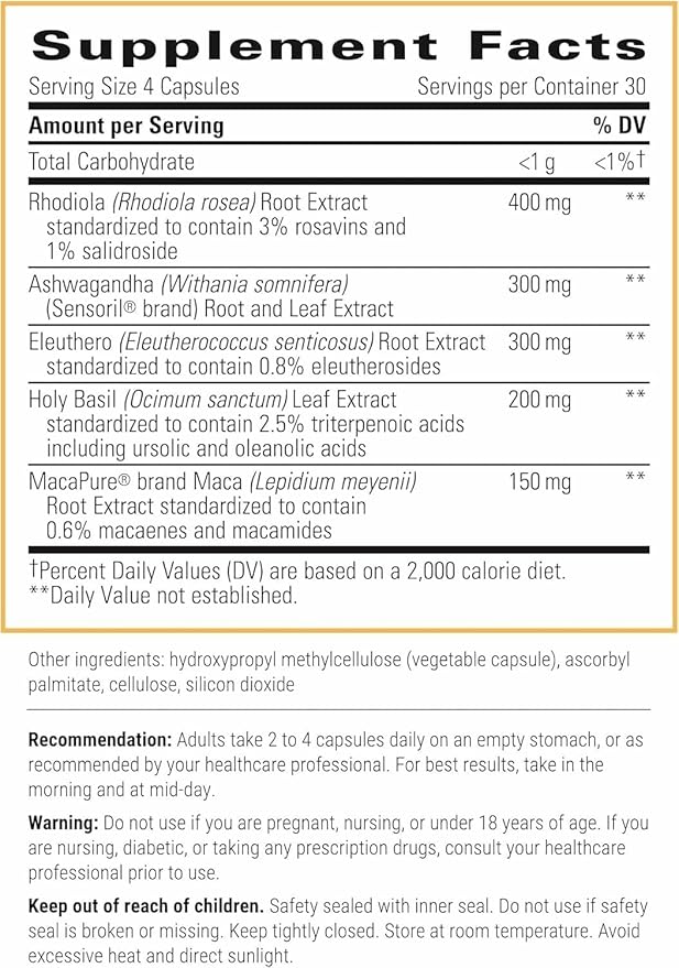 Integrative Therapeutics HPA Adapt - Adaptogenic Supplement for Stress Support* - Includes Ashwagandha Rhodiola &amp Other Adaptogenic Herbs* - Vegan Dairy-Free &amp Gluten-Free - 240 Capsules