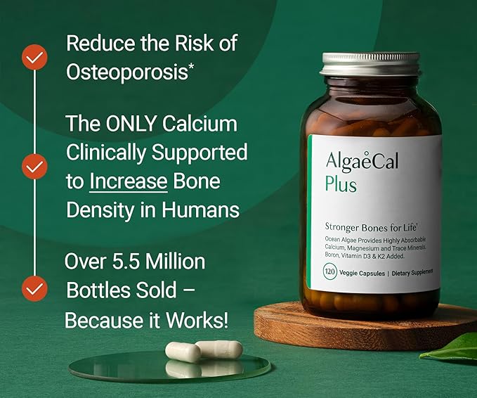 ALGAECAL Plus Bundle - Free 4-in-1 Vitamin D3 Complete &amp Red Algae Calcium with 16 Bone-Supporting Nutrients Clinically Supported to Increase Bone Density &amp Boost Immune System