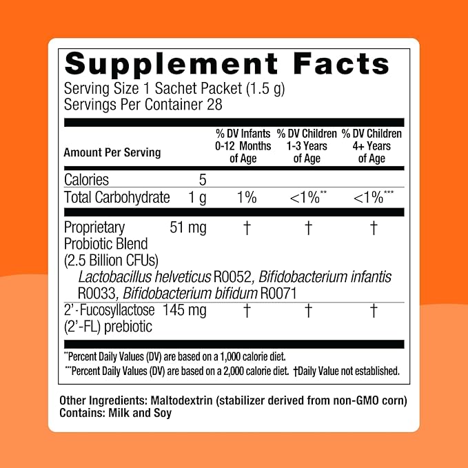 Biostime Baby Probiotic for Kids with HMO &amp Prebiotic Fiber | Immune Support | Constipation Relief and Digestion Support Probiotics for Kids Toddlers and Infants - 28 Powder Packets