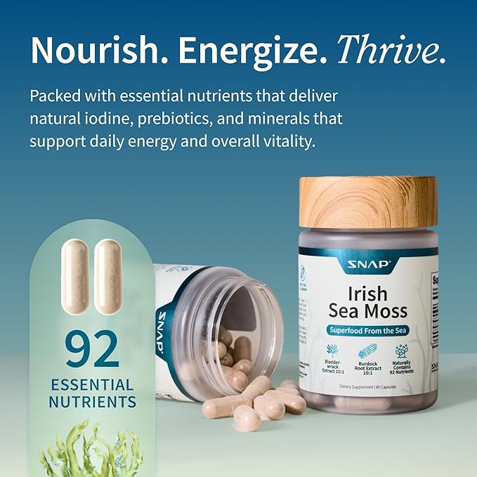 Snap Supplements Liver Health + Irish Sea Moss Bundle 60 Vegetarian Capsules Each