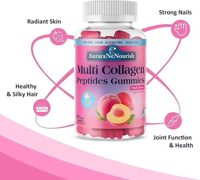 2 Pack Multi Collagen Peptides Gummies + Cortisol Detox Gummies for Women Men Vegan Non GMO Sugar Free