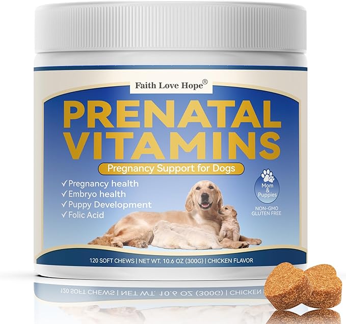 Dog Prenatal Vitamins - Supports Pregnancy Wellness Puppy Growth &amp Lactation and Recovery | Riched Essential Nutrients - DHA Folic AcidIron Calcium | Advanced Multivitamin for Pregnant and Nur