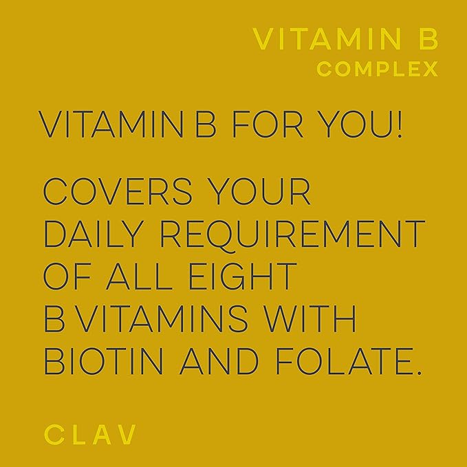CLAV Vitamin B Complex - 120 Capsules - All 8 B Vitamins with Co-Factors Myo-Inositol &amp Choline - Supports Energy Metabolism - Vegan - Made in Germany