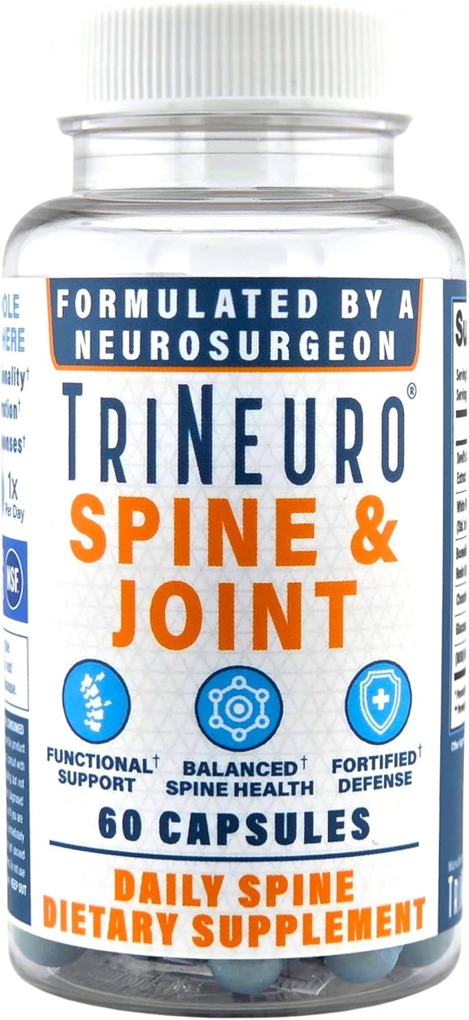 Daily Spine &amp Joint Supplement - NSF Certified - Neurosurgeon Formulated to Support Joint Health &amp Balance Functional Longevity - Devils Claw Chondroitin Glucosamine - 60 Capsules