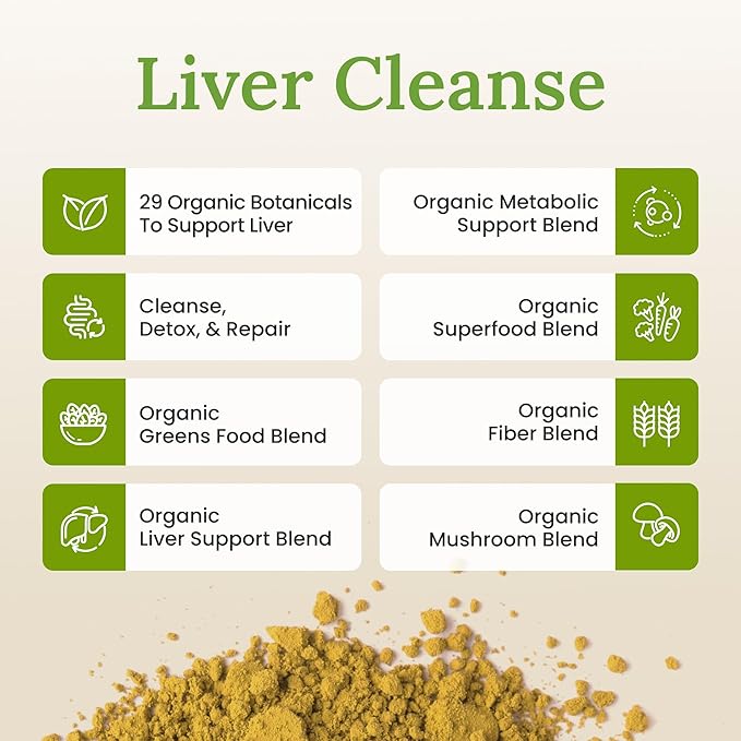Daily Detox Greens Powder Organic Superfood Supplement for Detox Gut Health Energy Immune Support Overall Wellness Gluten Free Multivitamin Drink Mix Vegan Non GMO 30 Servings
