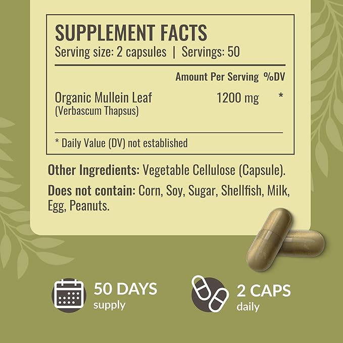 HERBAMAMA Boswellia Turmeric and Mullein Leaf Capsules Kit - Bundle of 2100 mg Boswellia Turmeric &amp 1200 mg Mullein Leaf Capsules - Vegan Non GMO Gelatin-Free - 2 Pack