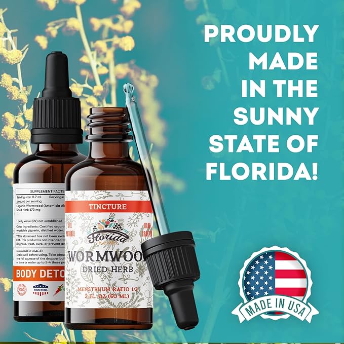 Wormwood Organic Tincture - Natural Intestinal Cleanse and Digestive Cleanse Supplement - Wormwood Herb Extract for Detox - Made in USA - 2 Fl Oz (Wormwood - 2 x 2 Fl Oz)