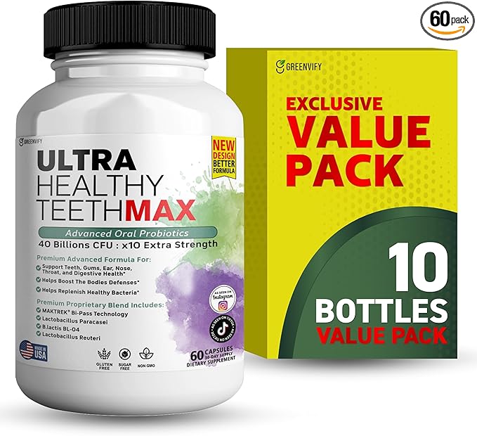 Ultra Healthy Teeth Max Probiotic Supplement 40 Billion CFU 60 Capsules Advanced Oral Health Formula (10)