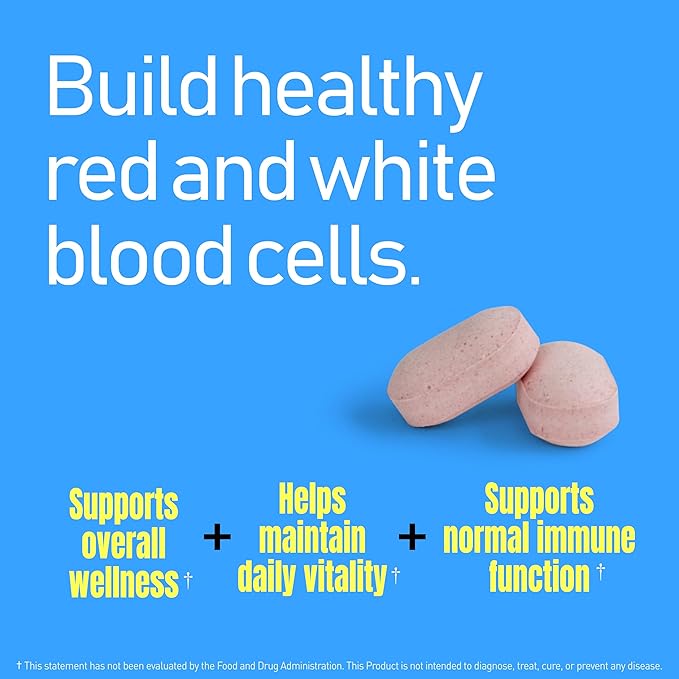Vital Blood Boost – Dietary Supplement with Iron Selenium Zinc Vitamin B12 &amp Folic Acid – 90 Tablets 90 Day Supply