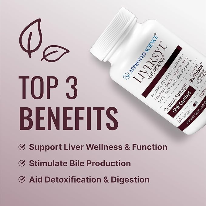 Approved Science Liversyl - Milk Thistle Artichoke Extract and Bioperine - Vegan - 360 Count - 6 Month Supply - Made in USA