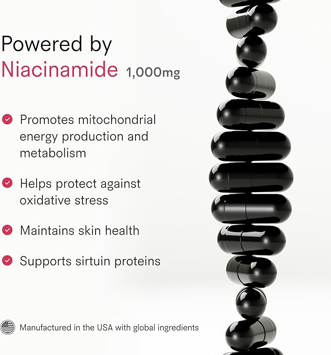 Tally Health NAD+ Supplement – 1000mg Niacinamide | Boosts Cellular Energy Metabolism &amp Longevity | Supports Healthy Aging Skin Hydration &amp Brain Function | Vegan Non-GMO Gluten-Free | 60