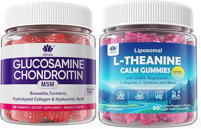 Glucosamine Chondroitin Gummies &amp Liposomal L Theanine 500mg Gummies
