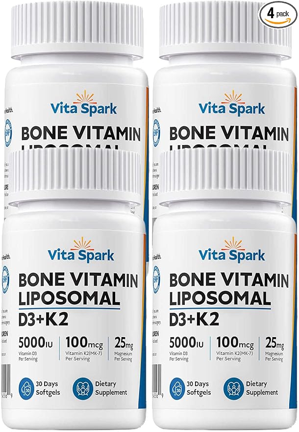 Vitamin D3 K2 - Liposomal Bone Vitamins Supplement 5000IU D3 100mcg K2 MK7 &amp Magnesium For Women and Men | Supports Bone Teeth Heart Immune and Vascular Health* 120 Days Mini Softgels