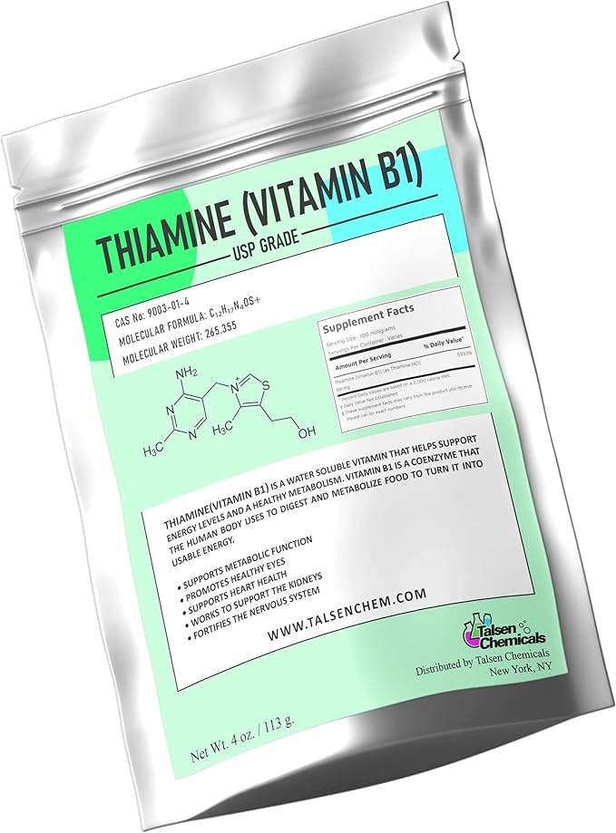 Vitamin B1 Supplement Powder (4 Ounce/113 Grams) Vitamin B1 Thiamine Powder Turn Food Into Energy Thiamine (Vitamin B1) for Energy Metabolism and Nerve Function Support