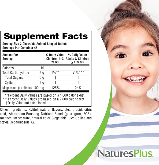 NaturesPlus Animal Parade MagKidz Natural Cherry Flavor - 90 Animal-Shaped Chewable Tablets - Pack of 3 - Bone &amp Muscle Health Support - Non-GMO Vegan Gluten Free Sugar Free - 135 Total Servi