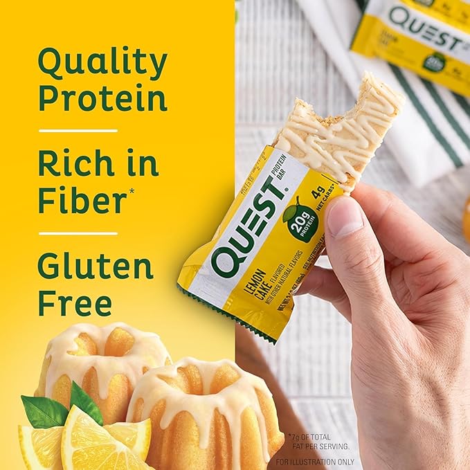 Quest Nutrition Mini Chocolate Chip Cookie Dough Protein Bars High Protein Low Carb &amp Lemon Cake Protein Bars High Protein Low Carb Gluten Free Keto Friendly