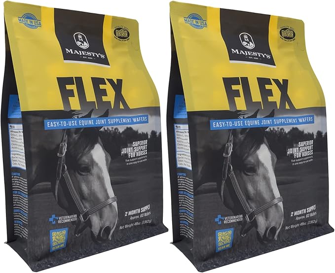 Majesty's Flex Wafers - Superior Horse/Equine Joint Support Supplement - Glucosamine MSM Chondroitin Yucca Vitamin C (Regular 2 Pack (120 Count Total))