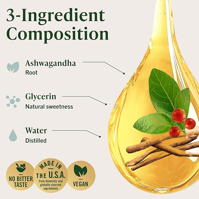 HERBAMAMA Ashwagandha Drops - Vegan Relaxation &amp Mood Support with Ashwagandha Root Extract - Non-GMO Alcohol &amp Sugar-Free Calming Supplements for Adults - 56-Day Supply