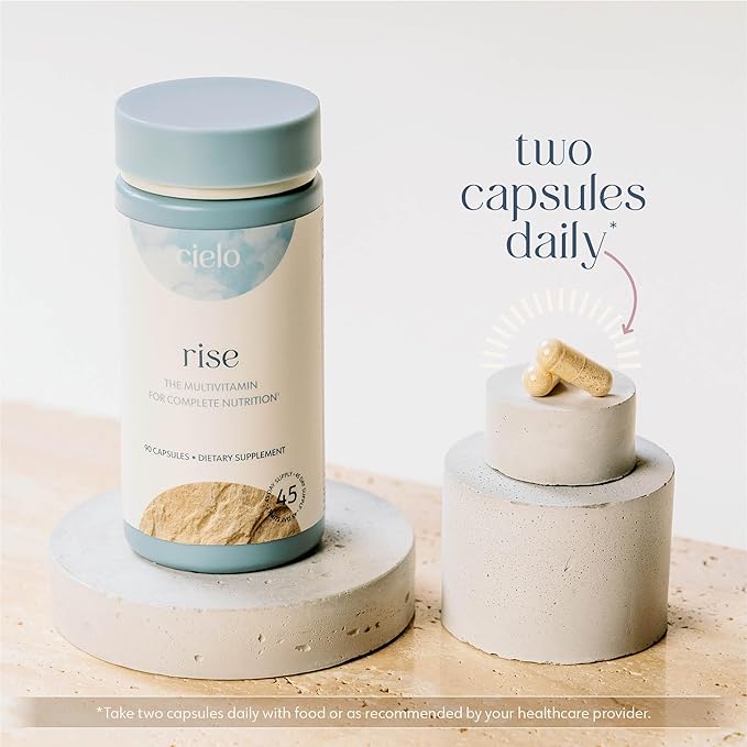 Cielo Rise Multivitamin for Women and Men - Vitamin A C D3 E K2 &amp More - Magnesium Glycinate Citrate and Malate for Digestive Support - Complete Daily Nutrition (45 Day Supply)