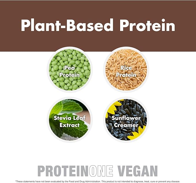 NutraOne ProteinOne Vegan Plant-Based Protein Powder Vegan Protein Powder Dairy-Free Pea and Rice Protein (Cookie Butter)