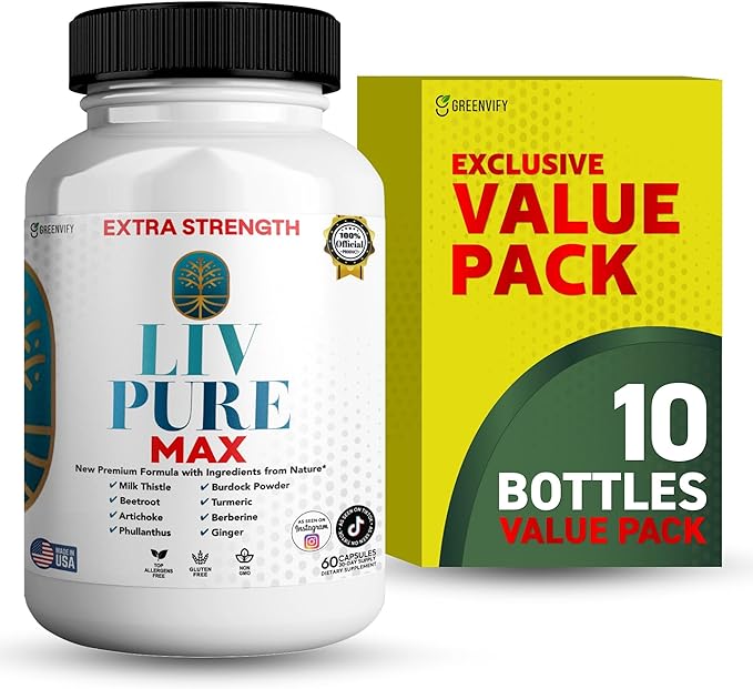 Liv Pure Max Extra Strength Liver Support Supplement 60 Veggie Capsules with Milk Thistle and Natural Ingredients (10)