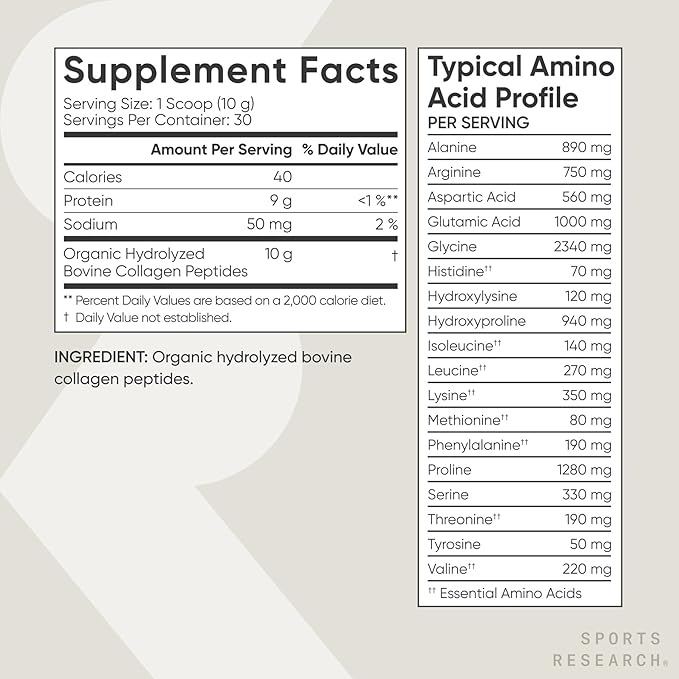 Sports Research Unflavored Organic Collagen Peptides Unflavored Creatine Monohydrate and Hydrate Electrolytes Powder Packets (16x Variety Pack)