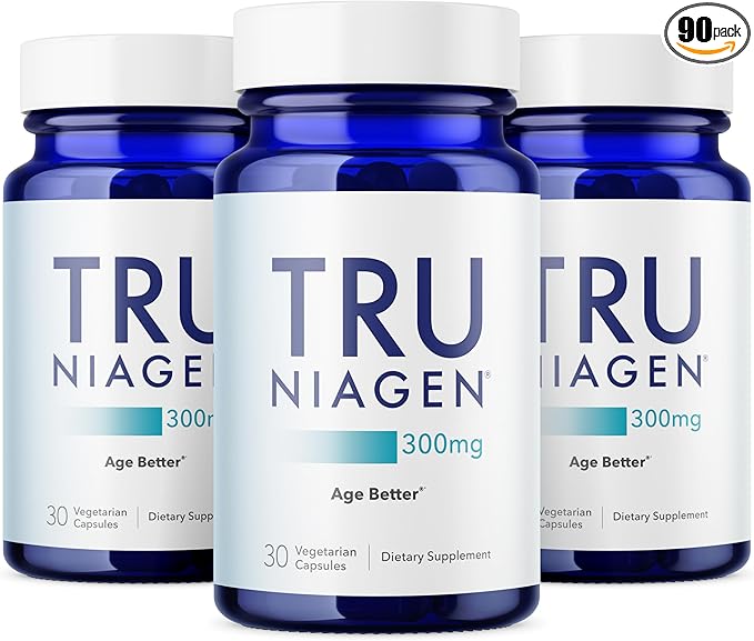 TRU NIAGEN Patented NAD Supplement for Brain Function Anti Aging &amp Cell Regeneration 300mg Niagen 30 Servings | Supports Cellular Energy Muscle | Nicotinamide Riboside (NR) Take 1 Daily | 3 Bo