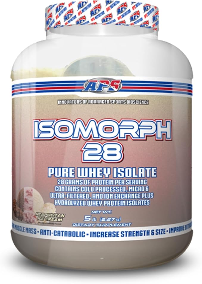 APS Nutrition Isomorph 28 Protein Powder | Pure Whey Isolate | Cold Pressed Ultra- Filtered &amp Ion Exchange Isolates | 28g Protein | 5 Pound (Neapolitan Ice Cream)