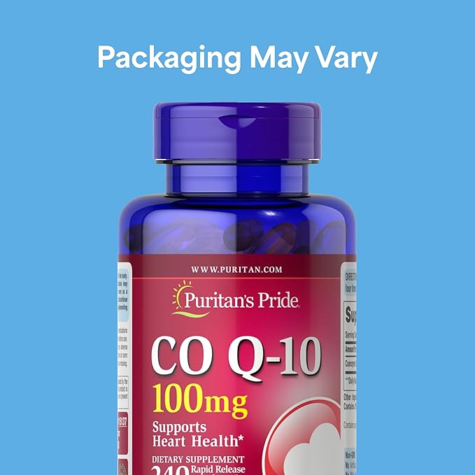 Puritan's Pride Coenzyme CoQ10 100mg Dietary Supplement for Heart Health Blood Pressure Oral Gum Health and Healthy Aging Support 240 Rapid Release Softgels 2-Pack