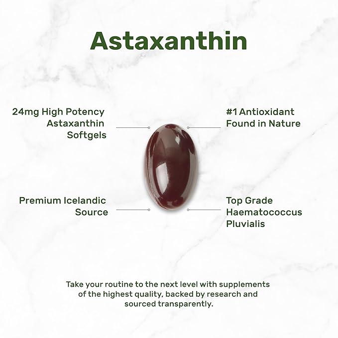 DEAL SUPPLEMENT Astaxanthin 24mg Per Serving (12mg Per Cap) 120 Softgels – Double Strength Microalgae – Antioxidant Supplements for Skin Eyes Joints &amp Immune Support – Non-GMO