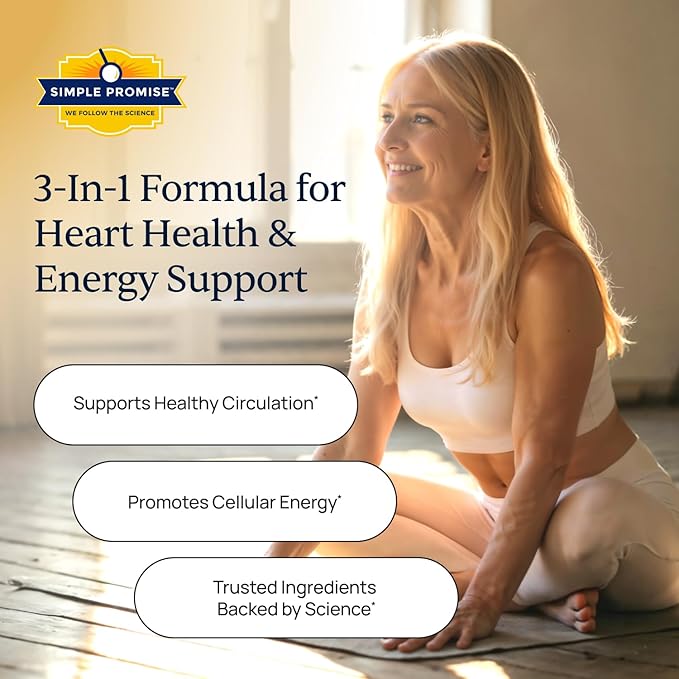 Simple Promise Heart &amp Metabolic Wellness Bundle - Supports Circulation Cellular Energy &amp Metabolism - CardioClear7 CoQ10 &amp PQQ Supplement &amp Simple Burn GLP-1 Supplement for Cardiovas