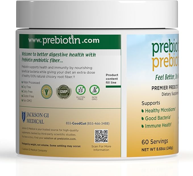Prebiotin Prebiotic Fiber Supplement Powder – 8.68 oz – Supports Digestive Health – High Fiber Boosts Probiotics Reduces Hunger – All-Natural Gluten-Free