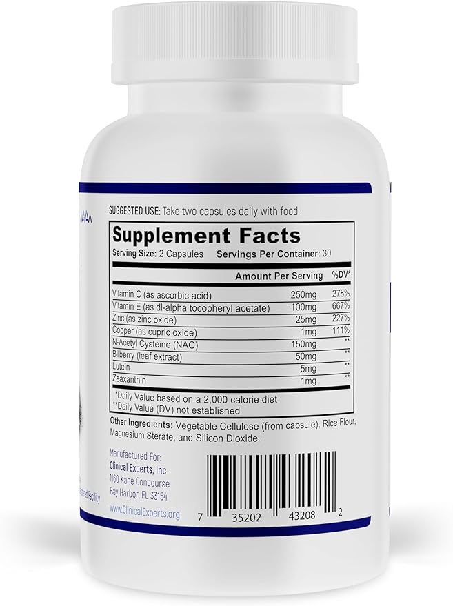 Navan EyeRx (Updated CataRx) Antioxidant AREDS2 Eye Vitamins &amp Minerals Supplement for General Eye Health by Clinical Experts - Lutein Zeaxanthin NAC Bilberry Zinc Vitamin C - Kosher Certifie