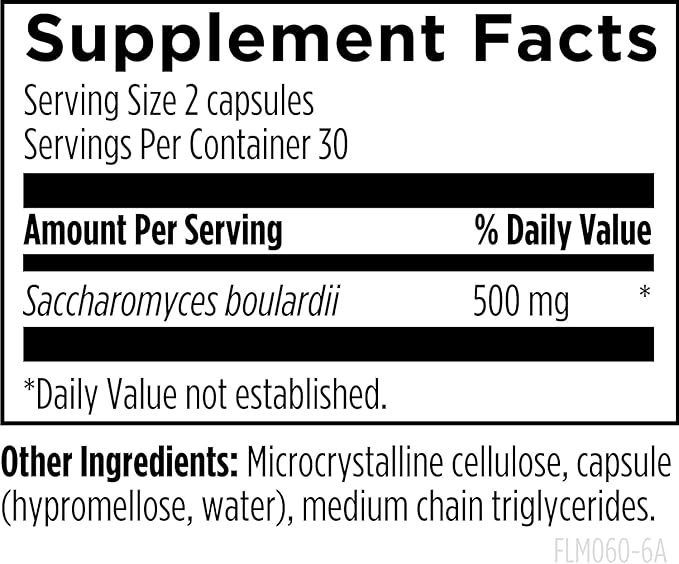 Designs for Health FloraMyces 500mg Saccharomyces Boulardii Probiotic - Gut Health Supplements - Shelf-Stable Digestive Probiotics for GI Health - Dairy-Free Vegan Probiotic (60 Capsules)