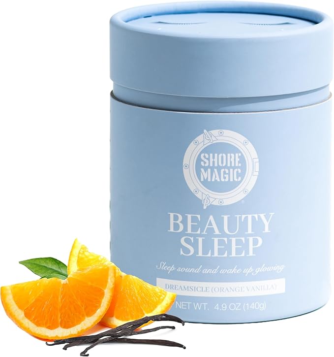 Shore Magic Beauty Sleep with Premium Marine Collagen – Hydrolyzed Type I-IV Peptides with Magnesium &amp L-Theanine Promotes Relaxation &amp Restful Sleep Orange-Vanilla Flavor Sugar-FreeMelato