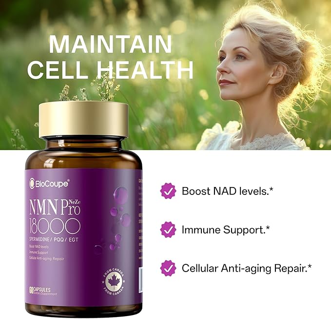 NAD Supplement for Anti Aging and Cell RegenerationSupports Cellular Energy Brain MuscleNicotinamide Riboside (NR)ErgothioneineTrans-resveratrol60 Capsules 30-Day Supply