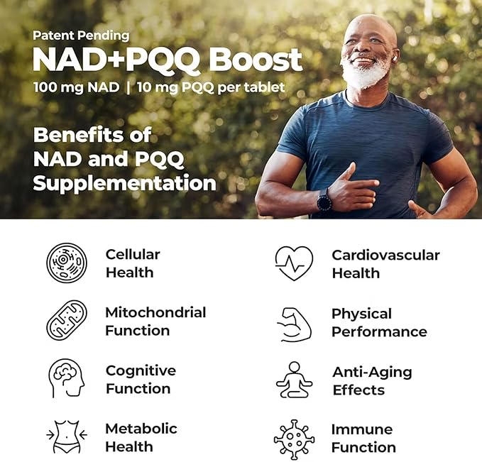 NADPQQ Boost | NAD+ Supplement with PQQ for Mitochondria | 30 Capsules | High Bioavailability Formula