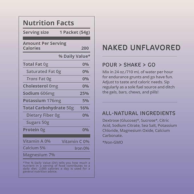 Tailwind Nutrition Endurance Fuel Sports Drink Powder Single Serving with Electrolytes Non-GMO Free of Soy Dairy and Gluten Vegan-Friendly Naked Unflavored Pack of 12