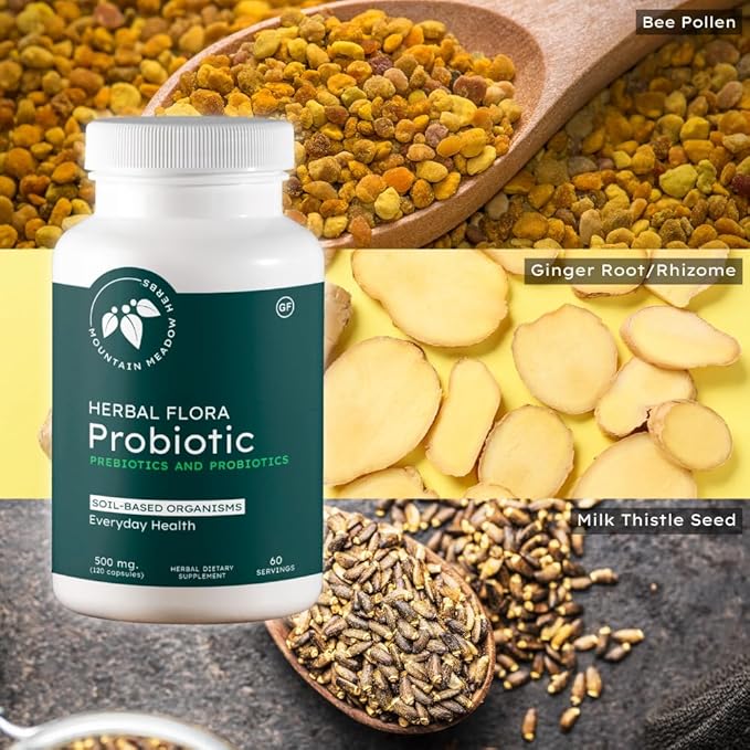 Mountain Meadow Herbs Herbal Flora Probiotics and Prebiotics: Soil-Based probiotic -120 Capsules