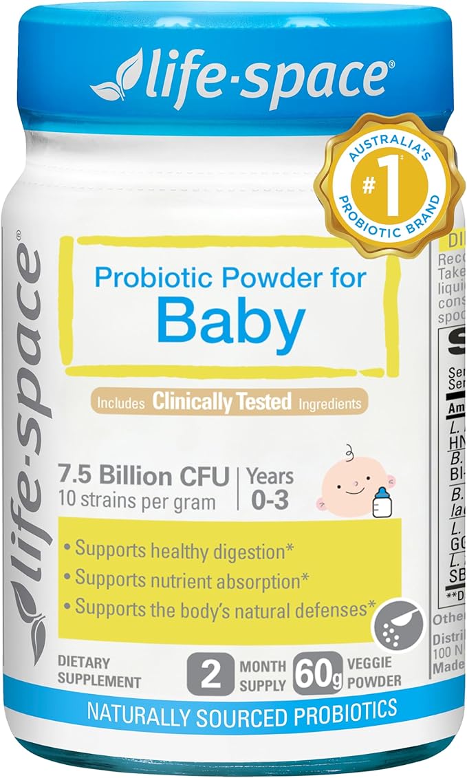 Life-Space 60 Grams for 0-36 Month Baby 7.5 Billion CFU &amp Multi Strain Balance Microflora Supports Digestive Health &amp Nutrient Absorption &amp Immunity No Refrigeration Probiotic Powder