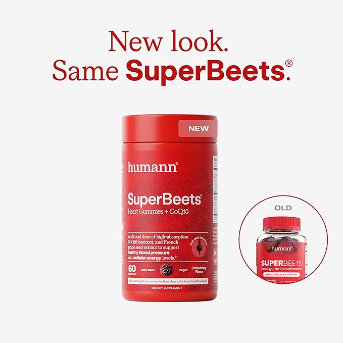 Humann SuperBeets Heart Gummies Advanced - CoQ10 150 mg Plus Beet Root Powder &amp Grape Seed Extract 120 Count