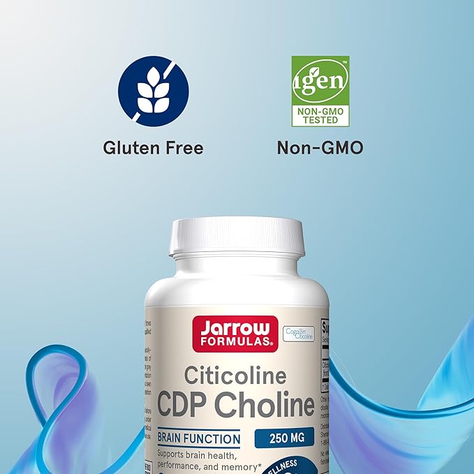 Jarrow Formulas Citicoline CDP Choline 250 MG CDP Choline Supplement Supports Brain Health Performance and Memory 120 Capsules Up to a 120 Day Supply Pack of 12