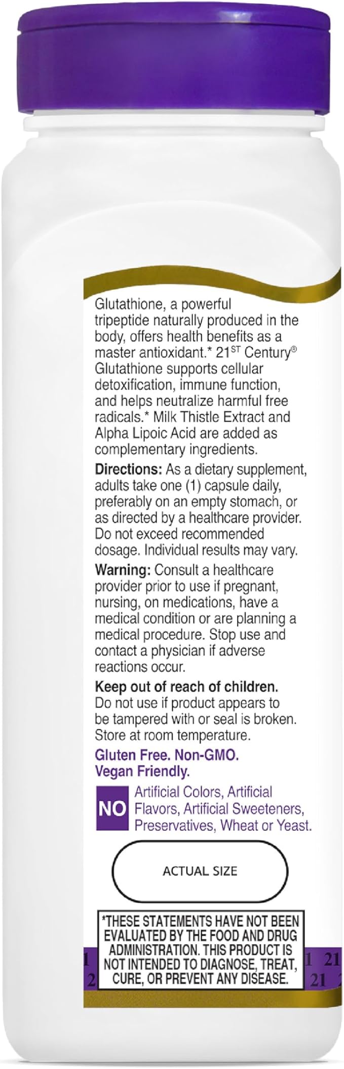 21st Century Glutathione 500 mg Plus Milk Thistle Extract &amp Alpha Lipoic Acid Capsules (120 Count) Reduced Form Combats Harmful Radicals Supports Cellular &amp Immune Health Non-GMO Gluten-F