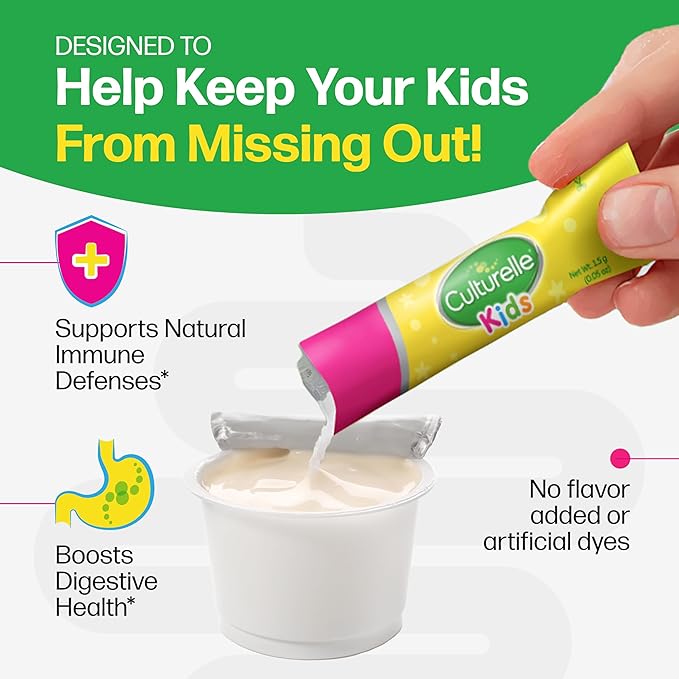 Culturelle Kids Daily Probiotic Packets for Kids (Ages 3+) - 50 Count – From the #1 Pediatrician-Recommended Brand – Flavorless Daily Probiotics for Digestive Health &amp Immune Support