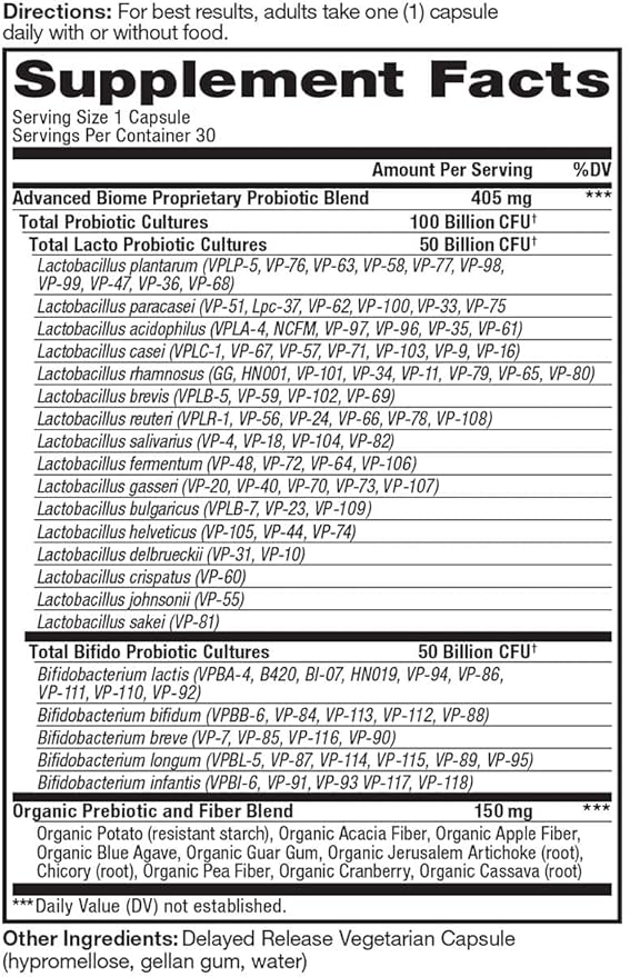 Vital Pro Naturals - Advanced Biome Probiotic Plus Prebiotics 30 Capsules