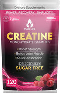 Creatine Monohydrate Gummies 5000mg – 5g per Serving – Sugar Free Vegan Creatine Supplement for Men &amp Women – Muscle Growth Strength Recovery &amp Energy – 120 Count Mixed Berry Flavor